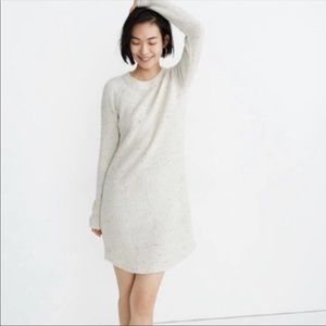 Madewell Curved Hem Speckled Wool Sweater Dress